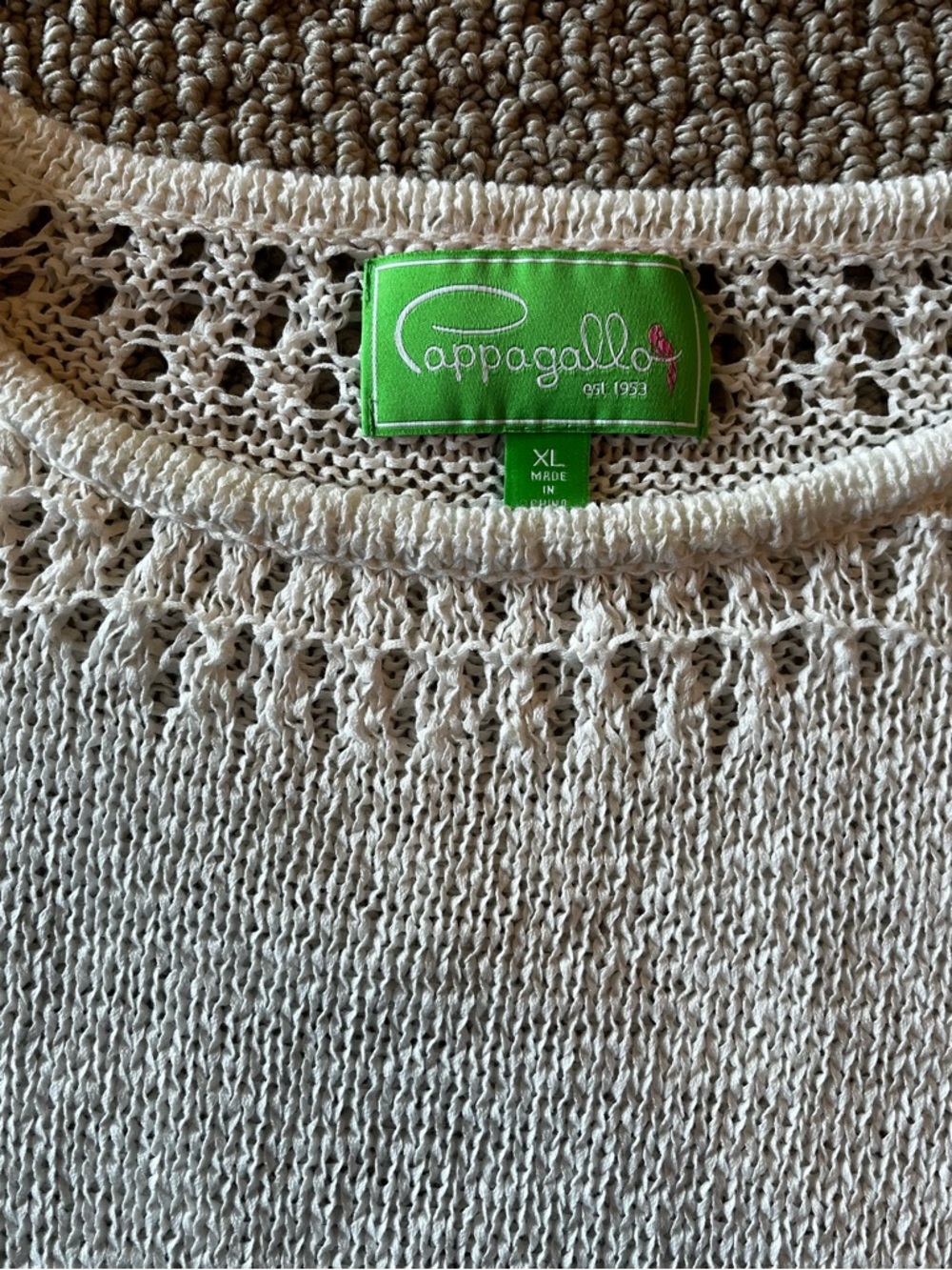 Pappagallo White Open-Weave Scoop Neck Sweater